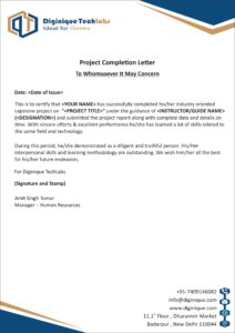 Capstone Project Completion Letter