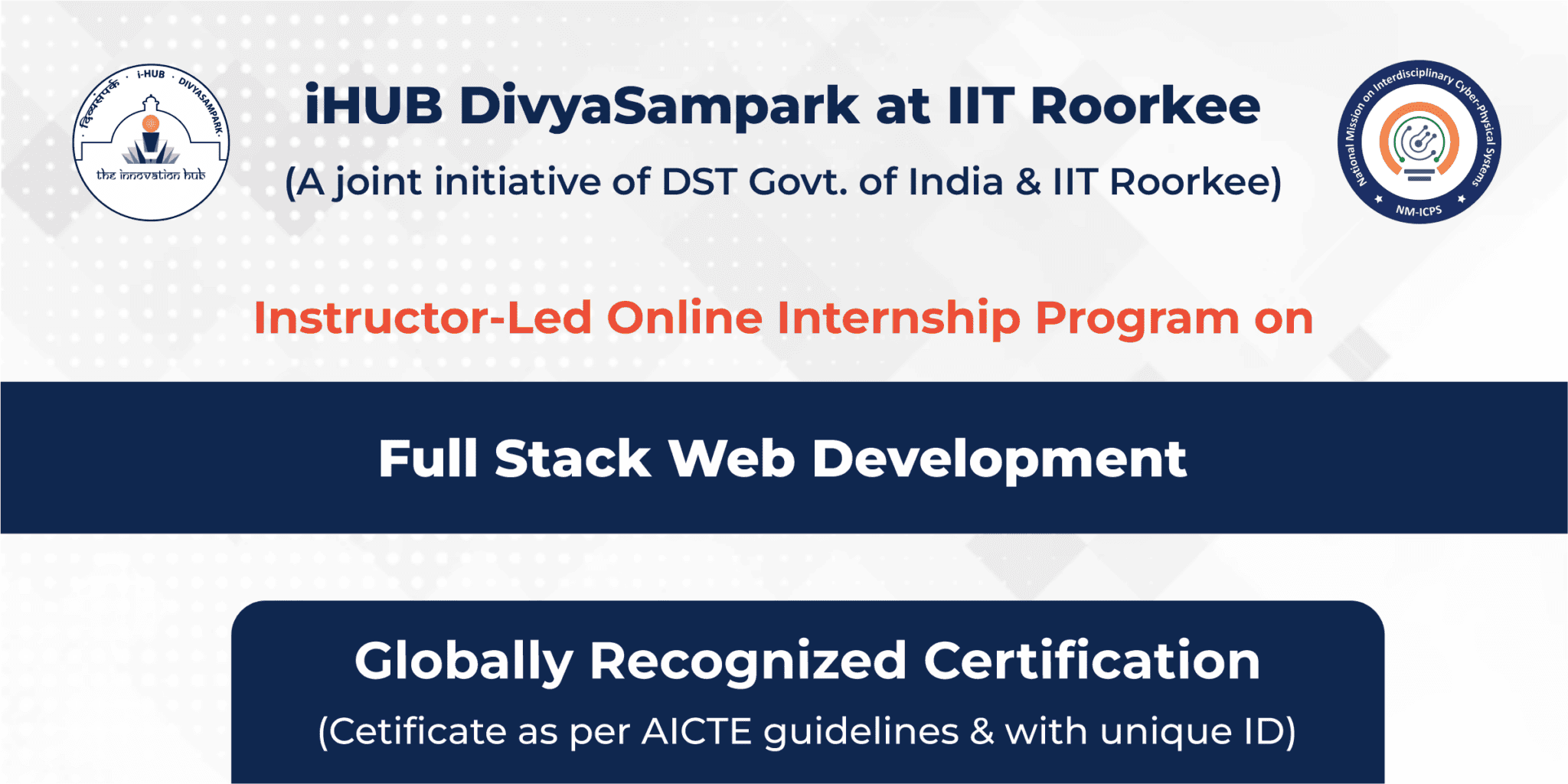 Summer Internship Program by iHUB at IIT Roorkee Landing Page Diginique TechLabs