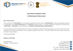 Internship Completion Letter